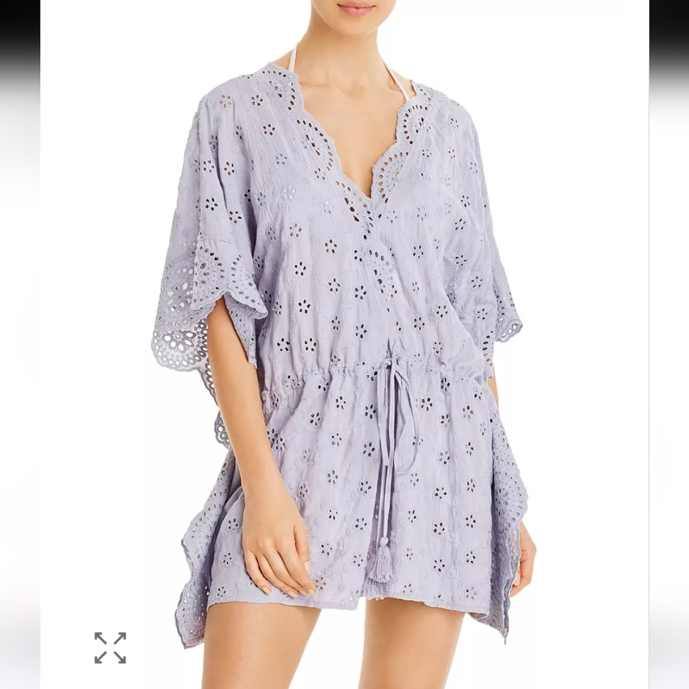 Brand New Boho Lilac Eyelet Surf Gypsy Mini Dress Or Swim Cover-up Size Small